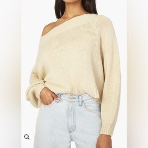 We Wore What OFF SHOULDER CHUNKY COZY STITCH SWEATER